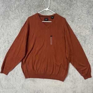 Haggar Sweater 2XL Rust Orange Textured Argyle Knit Minimalist Grandpacore